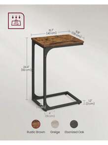 VASAGLE Set Of 2 C-Shaped Side Table, Bedside Table, Sofa Side Table, Coffee Table, With Metal Frame, Industrial, For Living Room, Bedroom, Rustic Brown And Black - Rust Brown - View 4