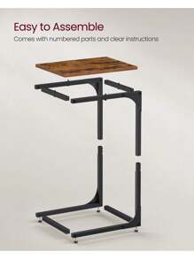 VASAGLE Set Of 2 C-Shaped Side Table, Bedside Table, Sofa Side Table, Coffee Table, With Metal Frame, Industrial, For Living Room, Bedroom, Rustic Brown And Black - Rust Brown - View 5