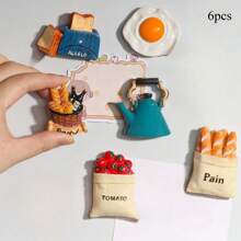 1pc/4pcs/5pcs/5pcs-Style 1/6pcs/7pcs/7pcs-Style 1/8pcs/8pcs-Style 1/9pcs/9pcs-Style 1/10pcs/10pcs-1/11pcs/12pcs/13pcs 3D Realistic Food Magnetic Stickers, Delicious Food Themed Stickers, Creative Fridge Magnets, Decorative Accents For Office, Kitchen, Whiteboard, Storage Cabinet, Dishwasher, Home Decor, Gifts For Friends And Family, Valentine's Day - 彩色 - 查看 15