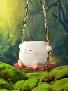 笑脸吊盆，小型吊盆，适合室内外植物，可爱吊盆，适合串珠植物，快乐树脂多肉植物盆栽，送给女性的礼物，最佳情人节、生日、毕业礼物，花园装饰，户外装饰，花盆，植物盆栽，家居装饰花瓶，房间装饰花瓶，玻璃花瓶 - 彩色 - 查看 7