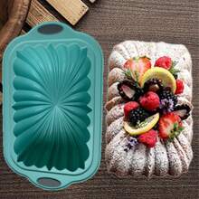 1 件花卉硅胶蛋糕烤盘，矩形花形蛋糕烤盘，烘焙工具，厨房用品，蛋糕配件 - 蛋糕盤 - 查看 4