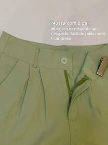 ISADORA MODA WOMEN'S LINEN BERMUDA SHORTS WITH POCKETS, ELEGANCE AND - Màu xanh Bạc hà - Xem 2