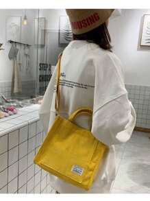 Women's Square Velvet Crossbody Bag [6004] - Yellow - View 2