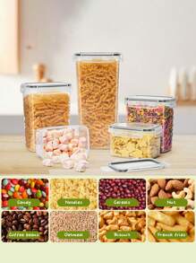 24pcs Airtight Food Storage Containers With Labels Kitchen Canisters For Flour, Sugar, Cereal, Pasta, Tea, Nuts, And Coffee Beans - Keep Food Fresh And Organized - Black and White - View 5