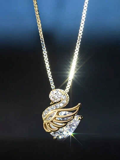 Sterling Silver Little Swan halsband ljus lyx nisch flickor nyckelben kedja roséguld hänge