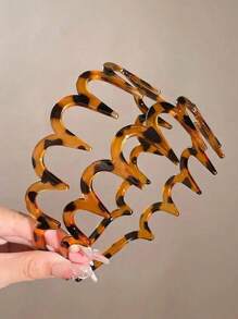 2条装女士豹纹齿状发箍，不紧绷发带，休闲日常发箍，简约风格发饰，情人节情侣发箍套装，送她的礼物，发箍，发圈，之字形发箍，头饰 - 彩色 - 查看 8