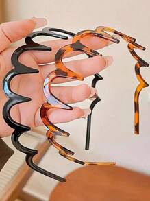 2条装女士豹纹齿状发箍，不紧绷发带，休闲日常发箍，简约风格发饰，情人节情侣发箍套装，送她的礼物，发箍，发圈，之字形发箍，头饰 - 彩色 - 查看 9