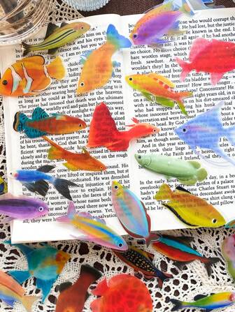 50pcs Fish Stickers Laptop Handbook Cell Phone Case Decorative Stickers,School Supplies,Back To School