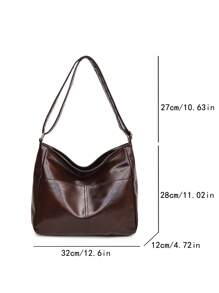 大容量女士单肩包，新款简约百搭高端斜挎包，旅行包，可折叠宽肩带通勤包，柔软面料，四季皆宜，是送给朋友、购物、约会、商务旅行和办公的理想之选。 - 咖啡棕 - 查看 5