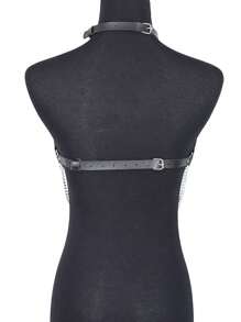 Women's Sexy Waist Belt, PU Leather Chain Tassel Chest Harness, Punk Style Accessory For Dating And Party Outfits