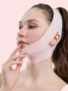 1pc Women V-Shaped Face Bandage, Breathable & Skin-Friendly, Soothes Facial Muscles, Yoga Assistance Elastic Band, Sleep Anti-Snoring Jaw-Tightening Band