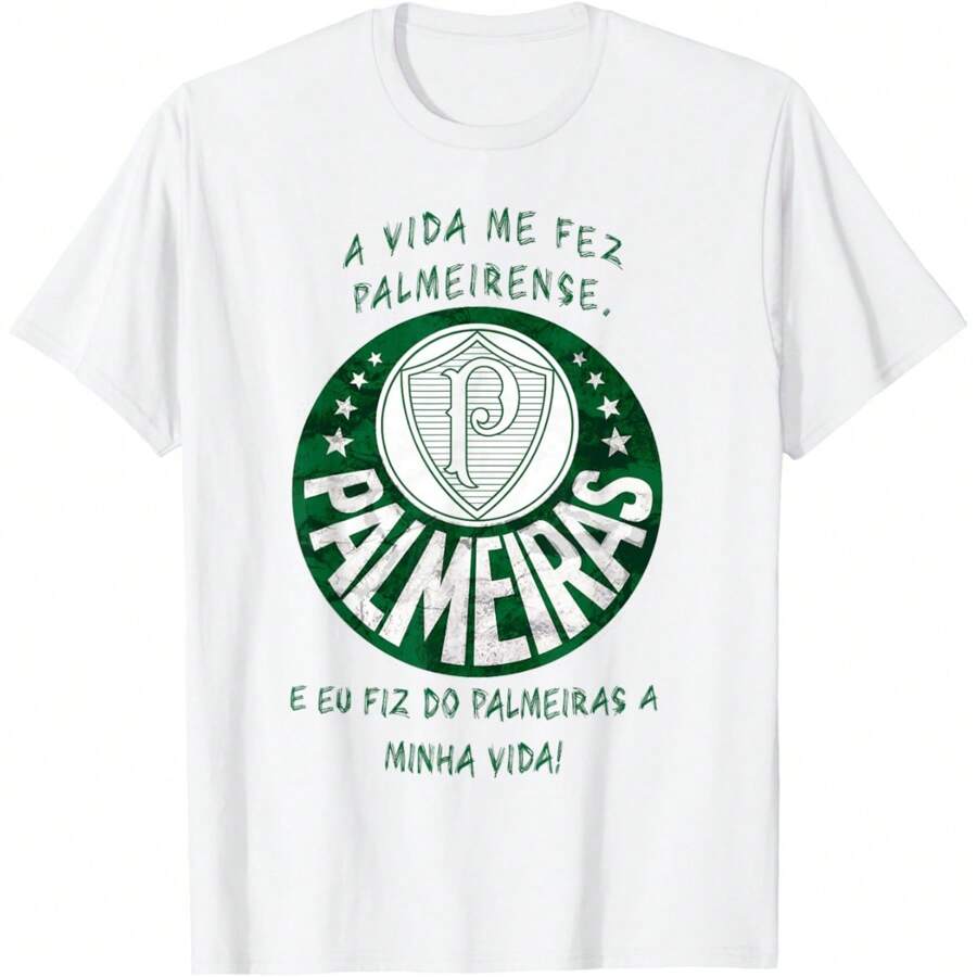 Camiseta Palmeiras Brasil Soccer T-Shirt - Casual Crew Neck, Short Sleeve Top, Perfect For Spring & Summer, Best For Christmas - White - View 1