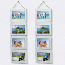 1pc, Wall Hanging Picture Frame For 4 Photos, Rustic Photo Frame For Wall Decor, Art Home Decor, For Birthday Party Decor, Party Gift Gifts Graduation