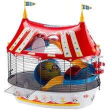 CIRCUS FUN Themed Hamster Cage Three-Level Design For Interactive Window Includes Exercise Wheel Easy Clean 49.5x34x42.5 Cm - CIRCUSFUN - View 3