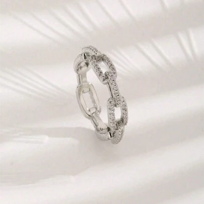 1pc Minimalist 925 Sterling Silver Rhinestone Chain Necklace, Gift For Women