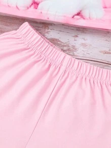 Chatreadl 少女两件套可爱休闲小猫蝴蝶结印花吊带夏季 - 粉色 - 查看 5