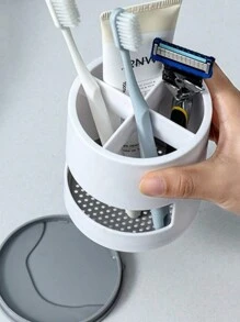 1 件多功能圆形多格牙刷收纳盒，牙膏收纳架适用于浴室家居浴室装饰秋季装饰返校 - 彩色 - 查看 2
