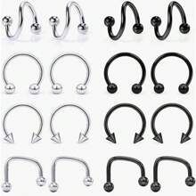 32pcs Lip Rings Jewelry Lip Bar, Snake Bite Piercing 16g Spiral Earrings, Daisy Ear Cuff Cartilage Earrings, Surgical Steel Piercing Jewelry Unisex