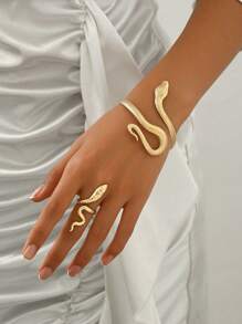Fashion Design Snake Shaped Luxury EU&US Style Bracelet & Ring Set - Multicolor - View 3