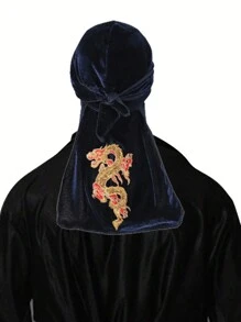 1 chiếc khăn Bandana đuôi dài nhung đính sequins dành cho cả nam và nữ, mũ cướp biển nhẹ thoáng khí có miếng vá thêu hình rồng, mũ trùm đầu Durag có thể điều chỉnh cho nhạc Hip Hop, khiêu vũ đường phố - nhiều màu - Xem 9