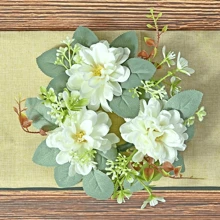 IPCS仿真大丽花烛台花环23厘米仿真花环桌面装饰婚礼摄影道具适用于活动派对、婚礼、节日装饰、情人节烛台花