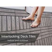 Wood Plastic Composite Deck Tiles Set Of 20, 12x12in Dark Grey, Durable And Weather-Resistant For Indoor And Outdoor Use, Ideal For Patios, Balconies, Rooftops, And Decks, Easy DIY Installation And Maintenance