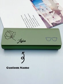 1pc Premium Mirrored Eyeglasses Case, High-End Customized Unique Image/Name Solid Color Glasses Box, Minimalist Design: Portable, Waterproof, Dustproof Function, Hard Shell PU Leather Floral Print Eyeglass Case, Name Glasses Box Suitable For Sunglasses, Prescription Glasses, Reading Glasses, Protective Eyewear Case And Rigid Sunglasses Case, Ideal Gift For Travel, Outdoor, Men And Women