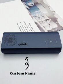 1pc Premium Mirrored Eyeglasses Case, High-End Customized Unique Image/Name Solid Color Glasses Box, Minimalist Design: Portable, Waterproof, Dustproof Function, Hard Shell PU Leather Floral Print Eyeglass Case, Name Glasses Box Suitable For Sunglasses, Prescription Glasses, Reading Glasses, Protective Eyewear Case And Rigid Sunglasses Case, Ideal Gift For Travel, Outdoor, Men And Women