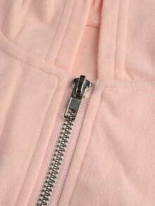 Women Spring And Fall Two Pieces Set High Stretchy And Hoodie Women Fashionalbe Solid Color Hooded Jackets & Leggings - 粉色 - 查看 6