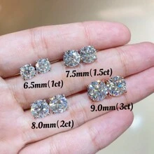 1 对 925 纯银经典 4 爪莫桑石耳钉，适合新娘首饰，带 GRA 证书 - 1.5ct*2 - 查看 9