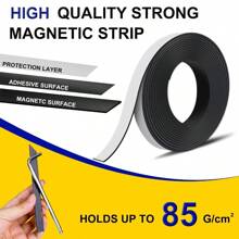 1 rollo de 3 metros de cinta magnética autoadhesiva flexible con un adhesivo fuerte, lámina magnética suave, cinta magnética perfecta para proyectos y organización