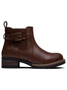 Comfyshoes Women's Ankle Boots, Chelsea Booties,Chunky Low Heel Boots With Zip - 摩卡棕 - 查看 5