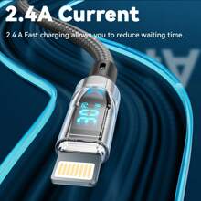 BinBoom 3A Max Compatible With IPhone Charger Cord MFi Certified Long Lightning Cable With LCD Display, 2.4A Fast Charging USB A/Type-C To IOS Cable Compatible With IPhone 14 13/12/11 Pro Max/XS MAX/XR/XS/X/8/7/Plus/6S - Black - View 5