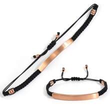 1 pièce Bracelet corde tressée fait main personnalisé, bracelet en pierre gravé personnalisé, convient pour le port quotidien, l'anniversaire de couple, la Saint-Valentin, l'anniversaire, les festivals, cadeau de couple de la Saint-Valentin, argent, stylé, coloré, vintage, simple, unisexe, décontracté, mignon, personnalisé, unique, idéal pour lui, idéal pour elle, elle, petit ami, petite amie, papa, maman, famille, amis, pour les anniversaires, pour les anniversaires, pour la remise des diplômes, pour le bal de promo, pour la fête, cadeaux pour la fête des mères