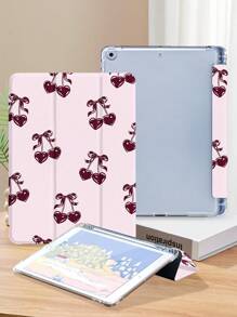 樱桃图案平板电脑保护壳，兼容 iPad Mini4/Mini5/Mini6/Air 5th Gen2022/Air 11in 2024 (M2)，兼容三星 Galaxy Tab A9 Plus 10.95 英寸，兼容华为 MatePad 10.4 英寸/Tab，带笔架/防摔/自动睡眠/唤醒盖
