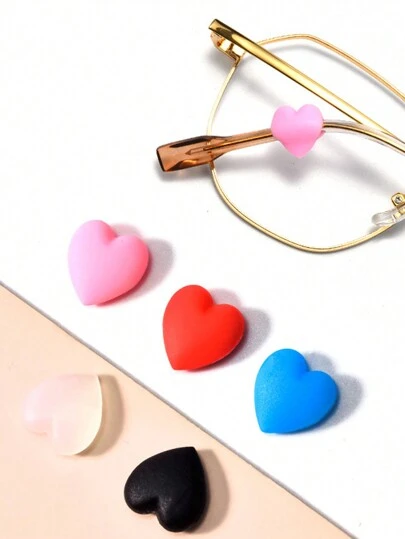 10pcs Eyeglasses Anti-Slip Ear Hooks, Cute Colorful Heart Shaped, Soft Silicone Material, Comfortable Ear Grips