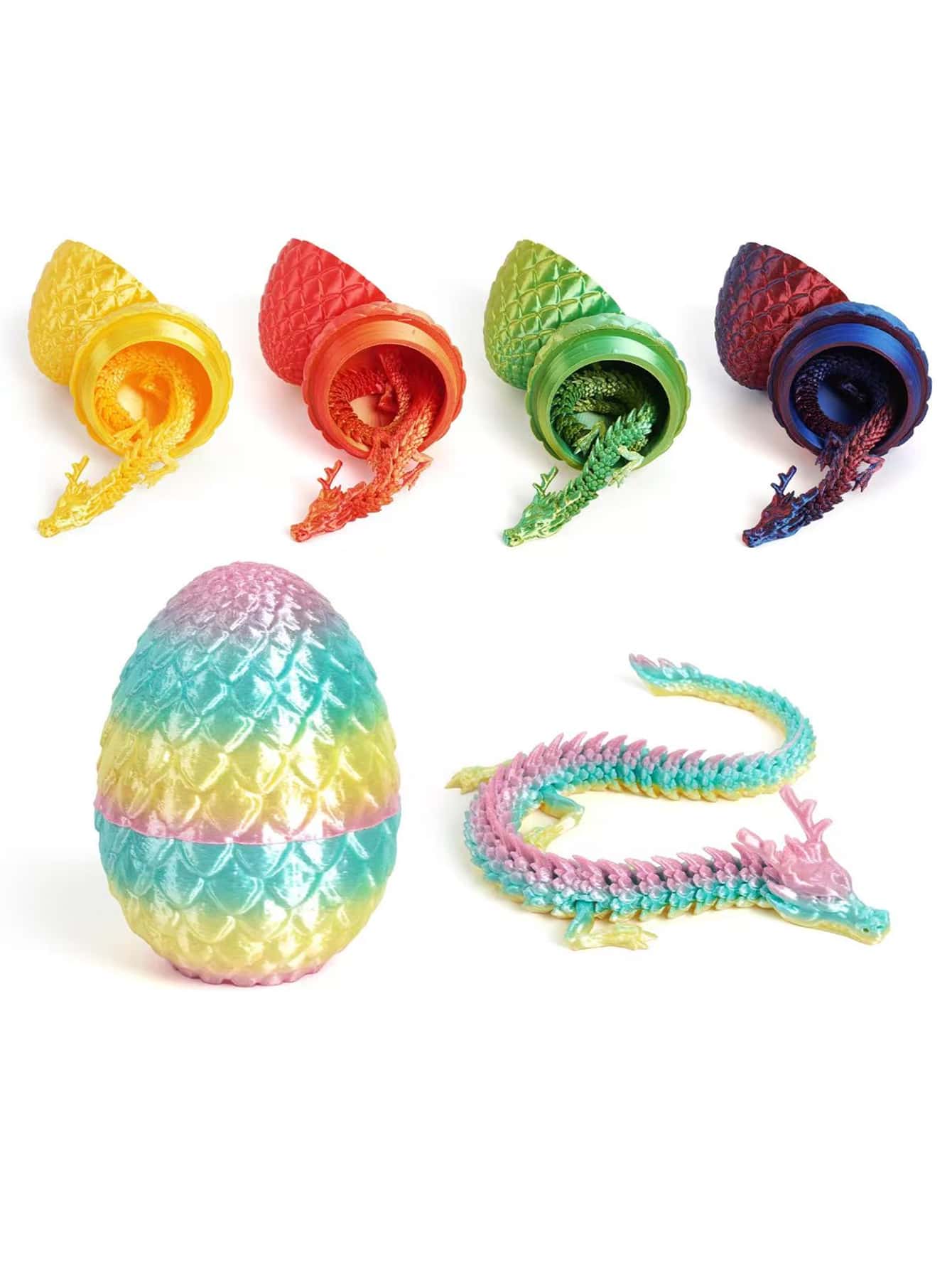 Zestaw jajek spiralnych smoka 3D, kolorowy i kreatywny, z małym smokiem - elastyczne stawy, ruchome, kreatywna kolekcja, nadaje się do biura/dekoracji domu, doskonały prezent na święta, zwierzęta zabawkowe, dom, fioletowy smok