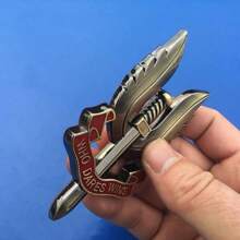 1pc Copy Task Force Badge Chapter 3D Car Sticker Who Dares Wins Flying Wing And Sword Badge Medal 3d Car Stickers Best Gifts - Silver - View 4