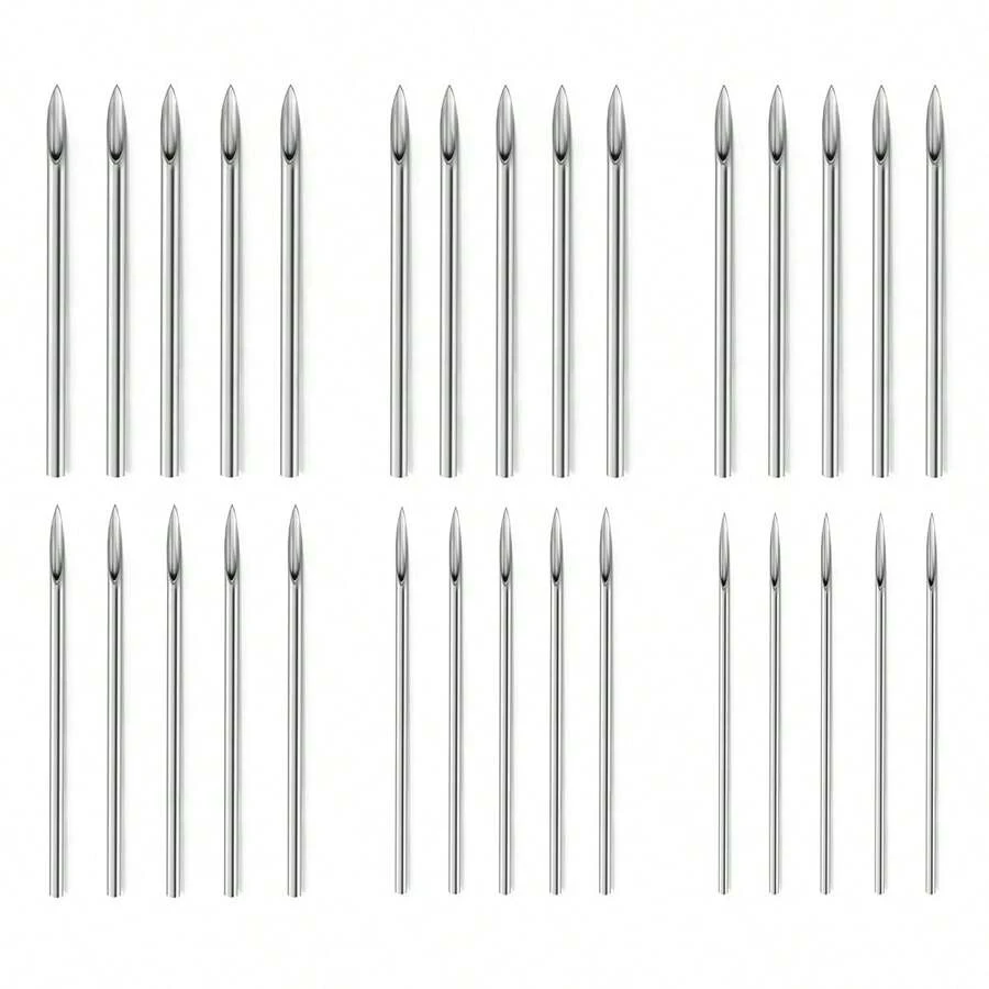 穿刺针 12G 13G 14G 16G 18G 20G 不锈钢穿刺针适用于鼻中隔环腹软骨耳屏耳轮耳甲舌唇眉环穿刺首饰 - 銀色 - 查看 1