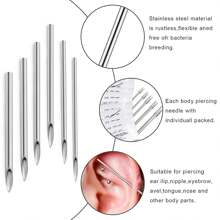 100Pcs Mix Body Piercing Needles Sizes 12G 13G 14G 16G 18G 20G Piercing Needles Ear Nose Piercing Needles - Silver - View 10
