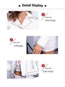 Chaqueta de mujer de unicolor con cuello con rhinestones y piel sintética, atuendo para Fin de Año, blusa para salir de fiesta, con diseño de cinturón con botón, estilo de pasarela de moda, versátil y de