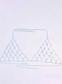 1 件性感镂空网状水晶胸罩项链，女士身体首饰，适合夜店派对比基尼 - 銀色 - 查看 2