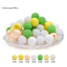 70pcs 12mm Silicone Round Beads, Resin Barcode Beads For DIY Bracelet, Necklace, Earrings, Keychain Pendant Making - Multicolor - View 17