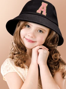 1pc Children's Bucket Hat, Stylish And Versatile, Suitable For Boys And Girls Spring And Summer Daily Outdoor Sun Ion Use. - Black - View 2