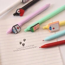 5支随机卡通医生和护士主题伸缩圆珠笔返校 - 彩色 - 查看 5