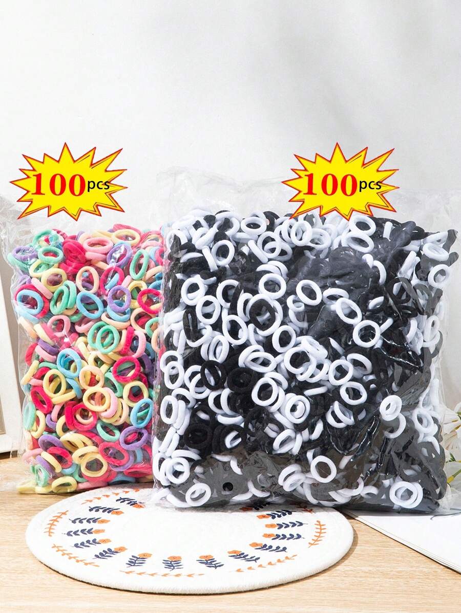 200 Buah Ikat Rambut Elastis Anak Perempuan Warna-warni Nilon Kecil untuk Remaja, Pengikat Rambut Ekor Kuda, Aksesori Rambut Remaja - MultiWarna - View 1