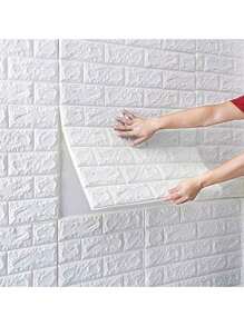 10 Piezas 3d Ladrillo Patrón Autoadhesivo Papel Pintado Impermeable Para Baño Cocina Telón De Fondo Para La Decoración Del Hogar - Blanco - Ver 3