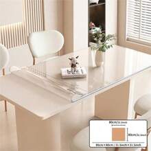 1 pièce de nappe de table en PVC transparent d'une épaisseur de 1,0 mm, imperméable, résistante aux rayures, résistante aux huiles, résistante à la chaleur. Film de protection pour surface de table, convient pour la nappe de table de salle à manger à la maison ou à l'hôtel, la nappe de table à thé, la nappe de table à la maison - Transparent-1,0 mm - Voir 23