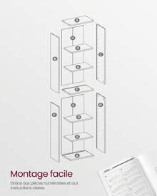 VASAGLE Bibliothèque, Étagère sur 6 Niveaux, Meuble de Rangement Ouvert, Étagère, 24 x 40 x 178,5 cm, pour Salon, Bureau, Salle à Manger,Marron Rustique - Tabac - Voir 5