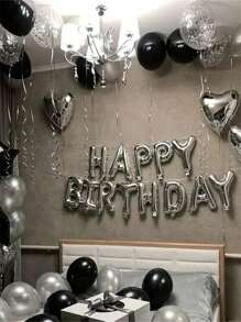 580pcs Black & Silver Balloon Garland Birthday Set, 40" Oversized Foil Number Balloons, Black Rose Petals, Suitable For Men & Women 16th, 18th, 20th, 21st, 25th, 30th, 35th, 45th Birthday Party Decorations